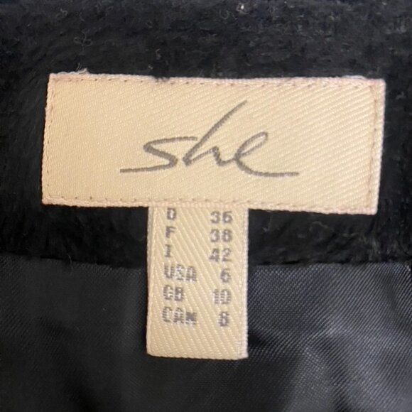 She Pencil Back Split Rich Black Velvet Skirt Size 6 - Picture 8 of 9